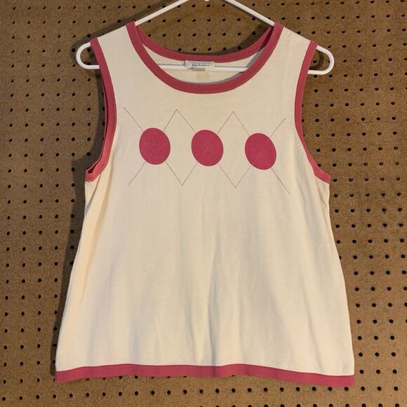 Preppy Sweater Set Polka Dot Argyle Vintage Cardigan Tank Pink Cute Femme Y2K 90 - Picture 7 of 12
